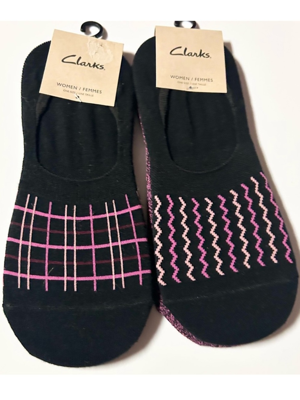 Clarks Woman’s No Show Socks 4 Pairs black Purple NEW